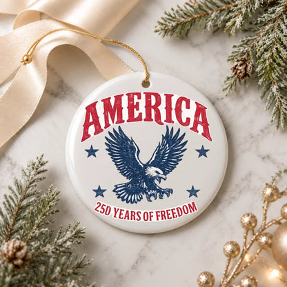 America 250 Years of Freedom Ornament Patriotic Bald Eagle - SKU012