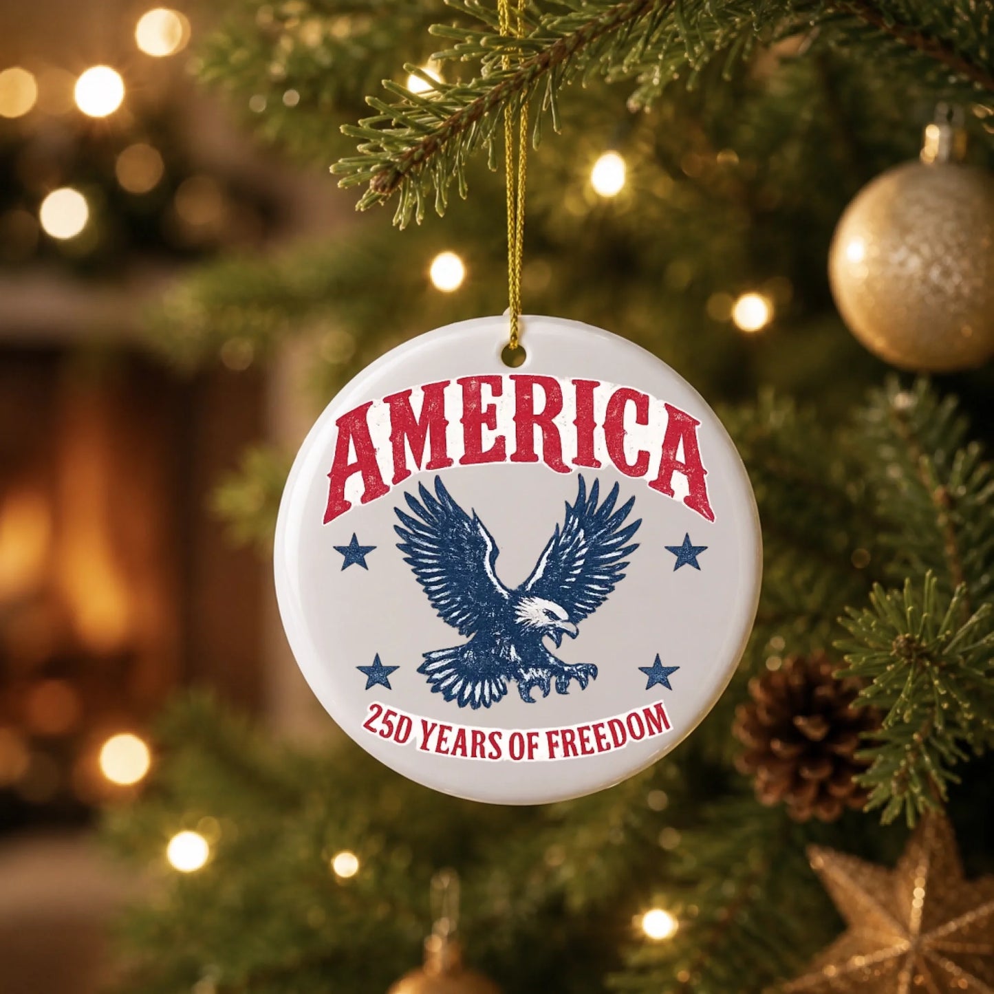 America 250 Years of Freedom Ornament Patriotic Bald Eagle - SKU012