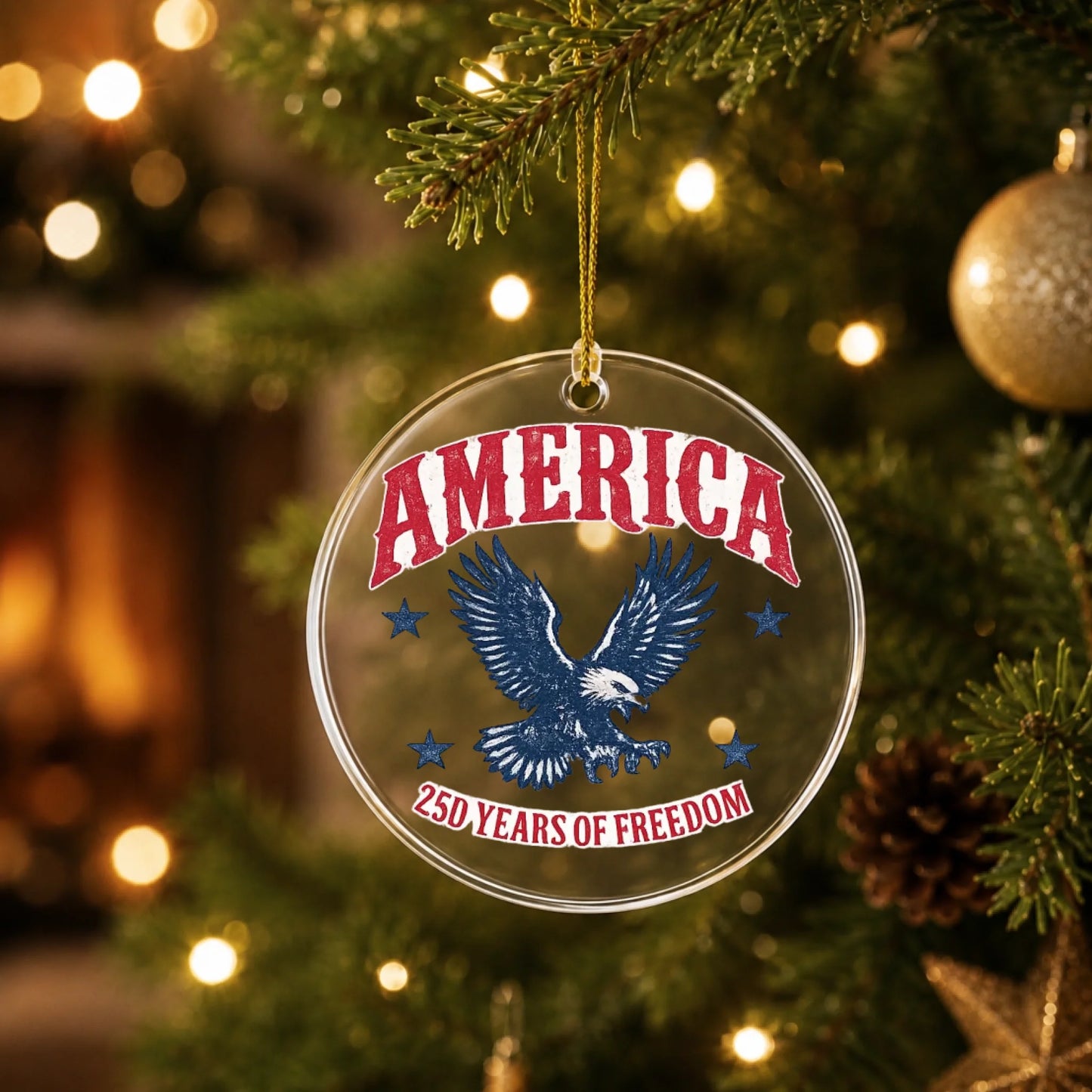 America 250 Years of Freedom Ornament Patriotic Bald Eagle - SKU012