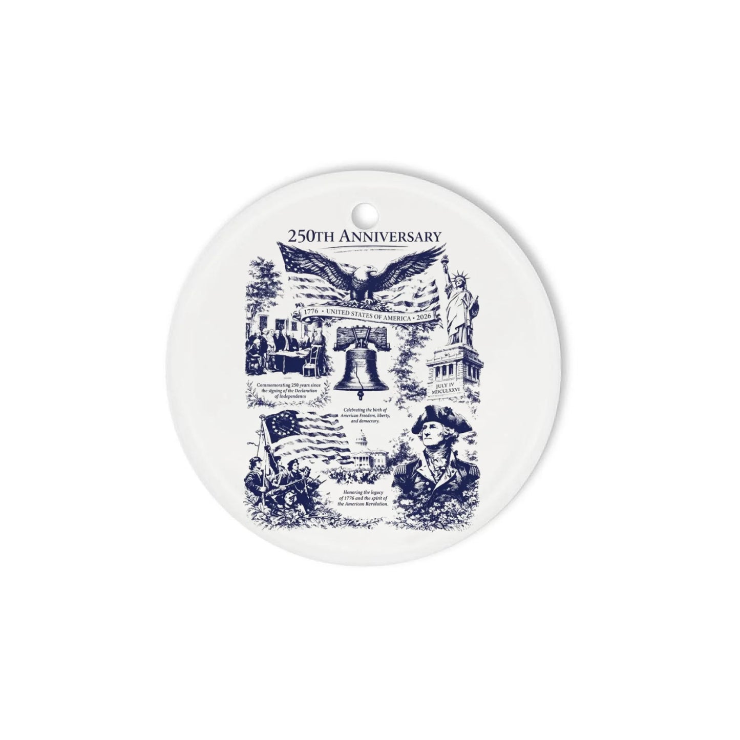 USA 250th Anniversary Vintage Ornament Liberty Bell Washington - SKU010