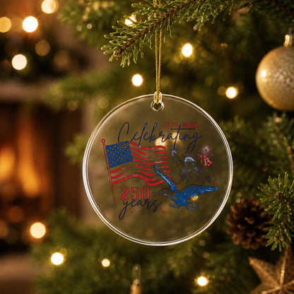 Celebrating USA 250 Years Ornament American Flag Liberty Eagle - SKU009