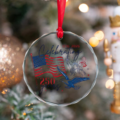 Celebrating USA 250 Years Ornament American Flag Liberty Eagle - SKU009