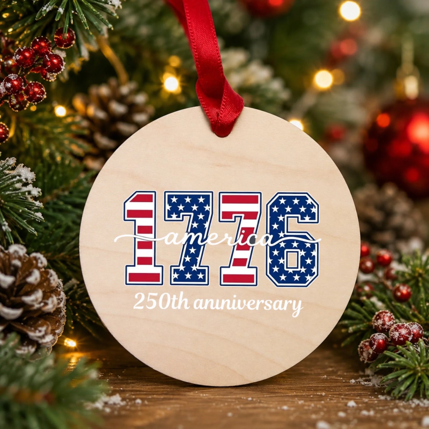 1776 America 250th Anniversary Ornament Patriotic Stars Decor - SKU008