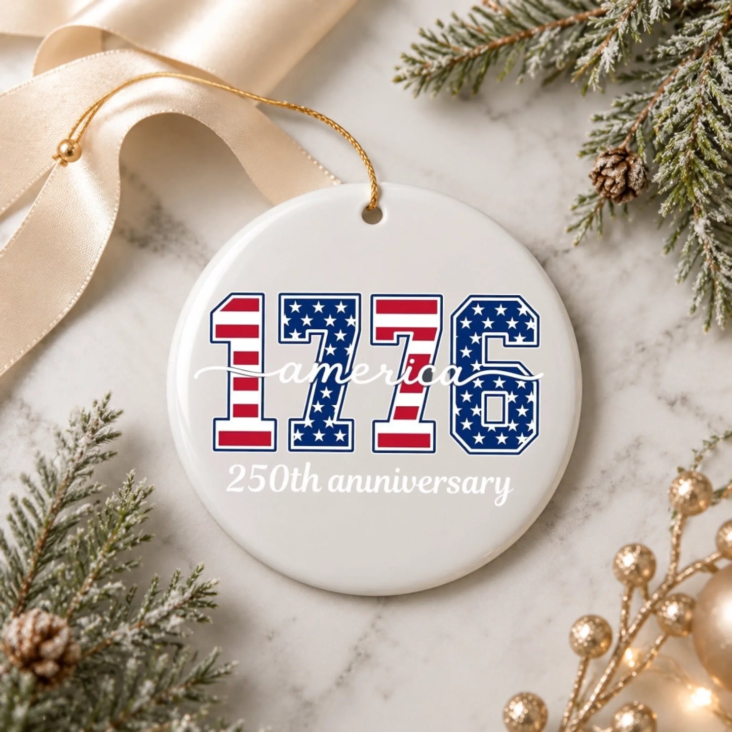 1776 America 250th Anniversary Ornament Patriotic Stars Decor - SKU008