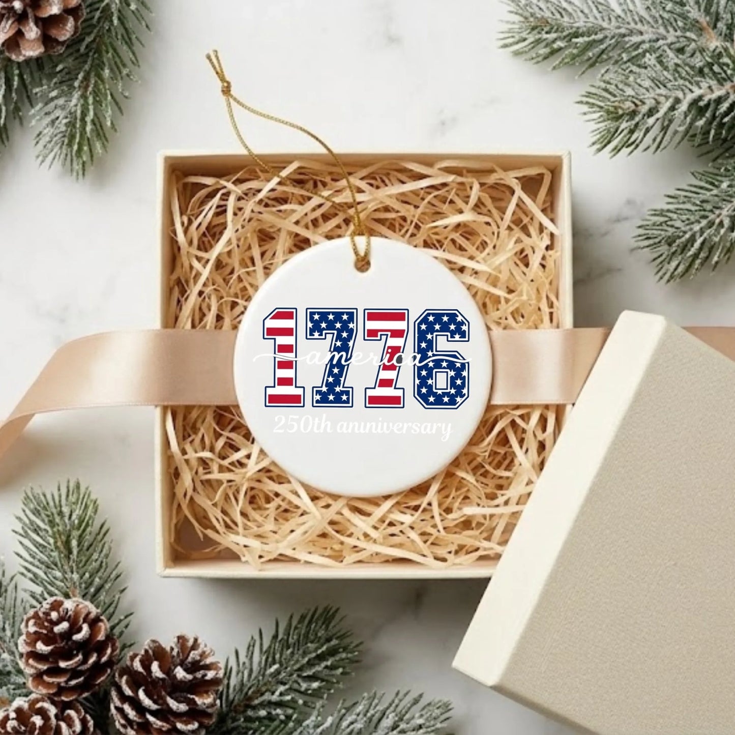 1776 America 250th Anniversary Ornament Patriotic Stars Decor - SKU008
