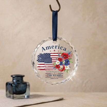 God Shed His Grace On Thee Ornament USA 250 Years Flag Bouquet - SKU020