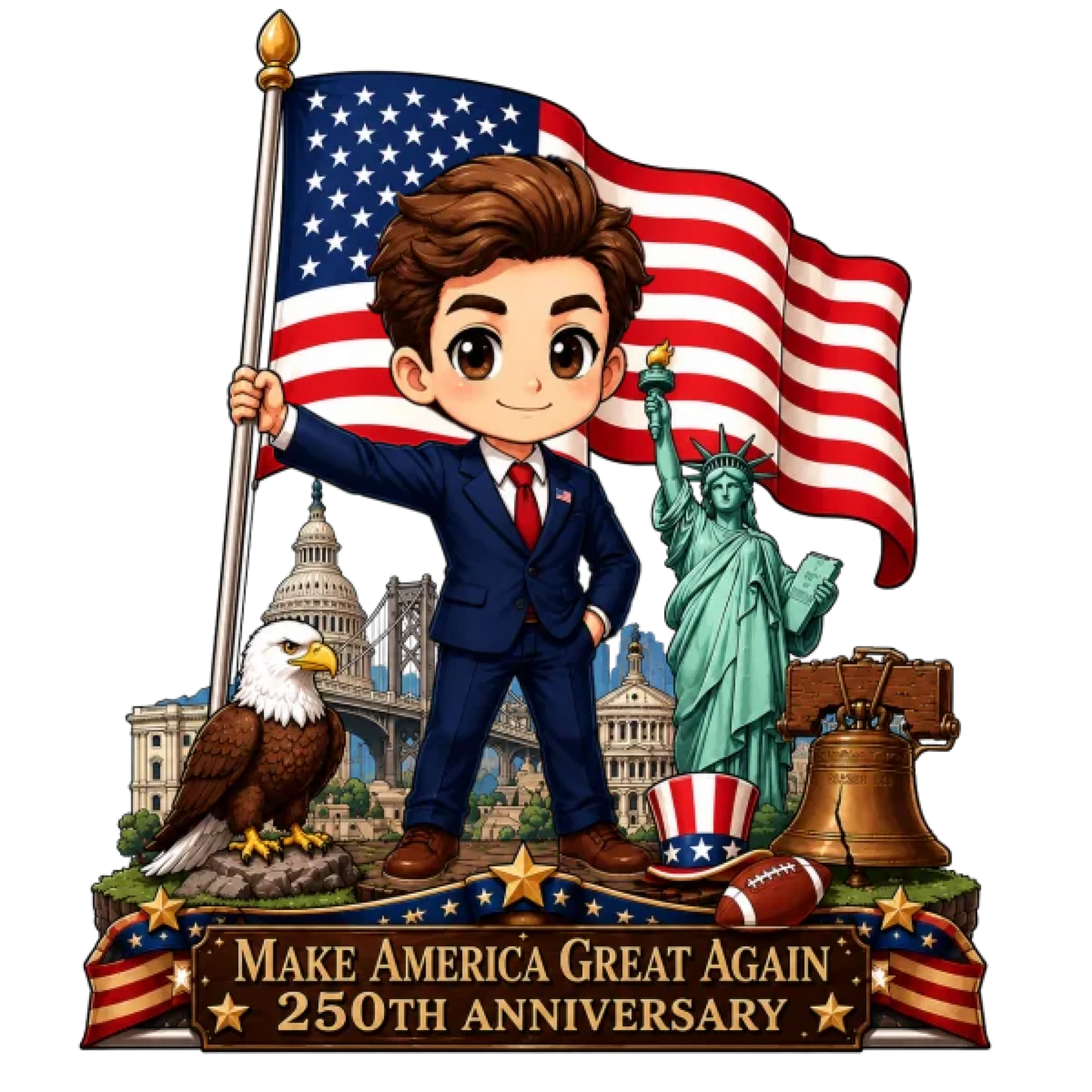 Custom Photo 2D Flat Plaque 250th America Anniversary Independence Day Funny Gift Home Decor