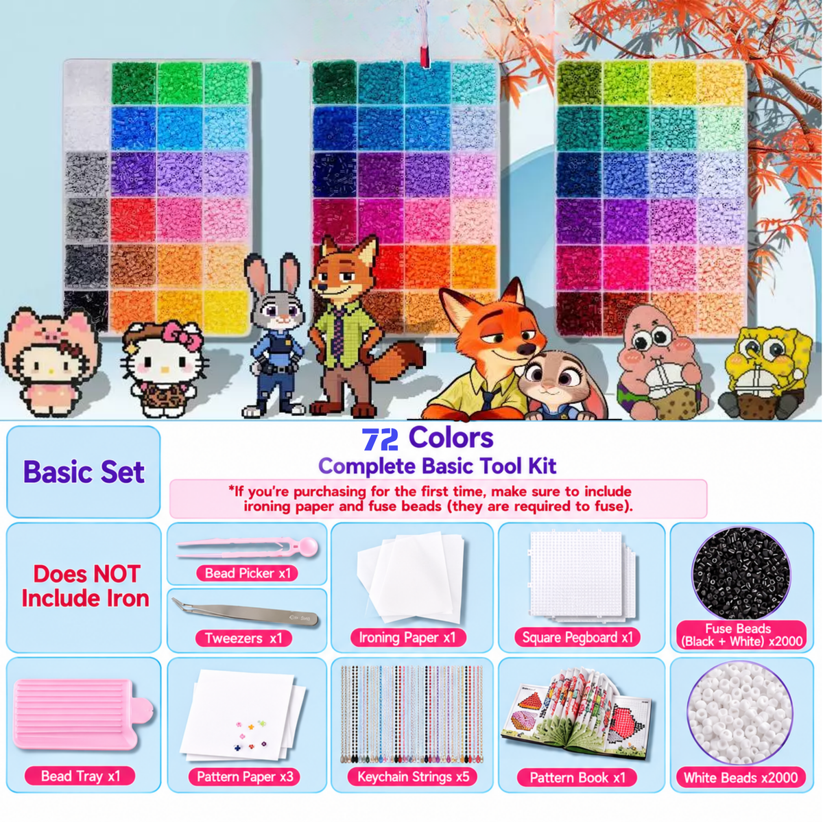 2.6mm DIY Perler Beads – Complete Set with Iron, Pegboards, Ironing Paper & Creative Craft Toys