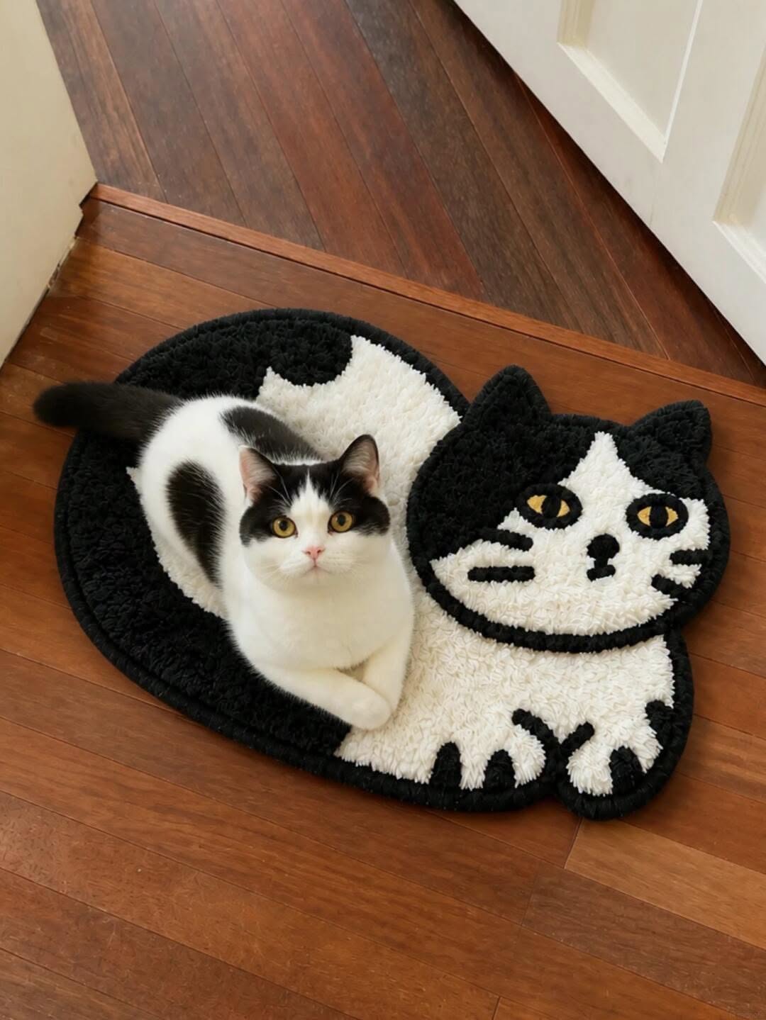 Cute Animal Door Mat, 3D Cat Printed Doormat, Funny Kitten Rug for Bedroom Bathroom & Entrance Decor