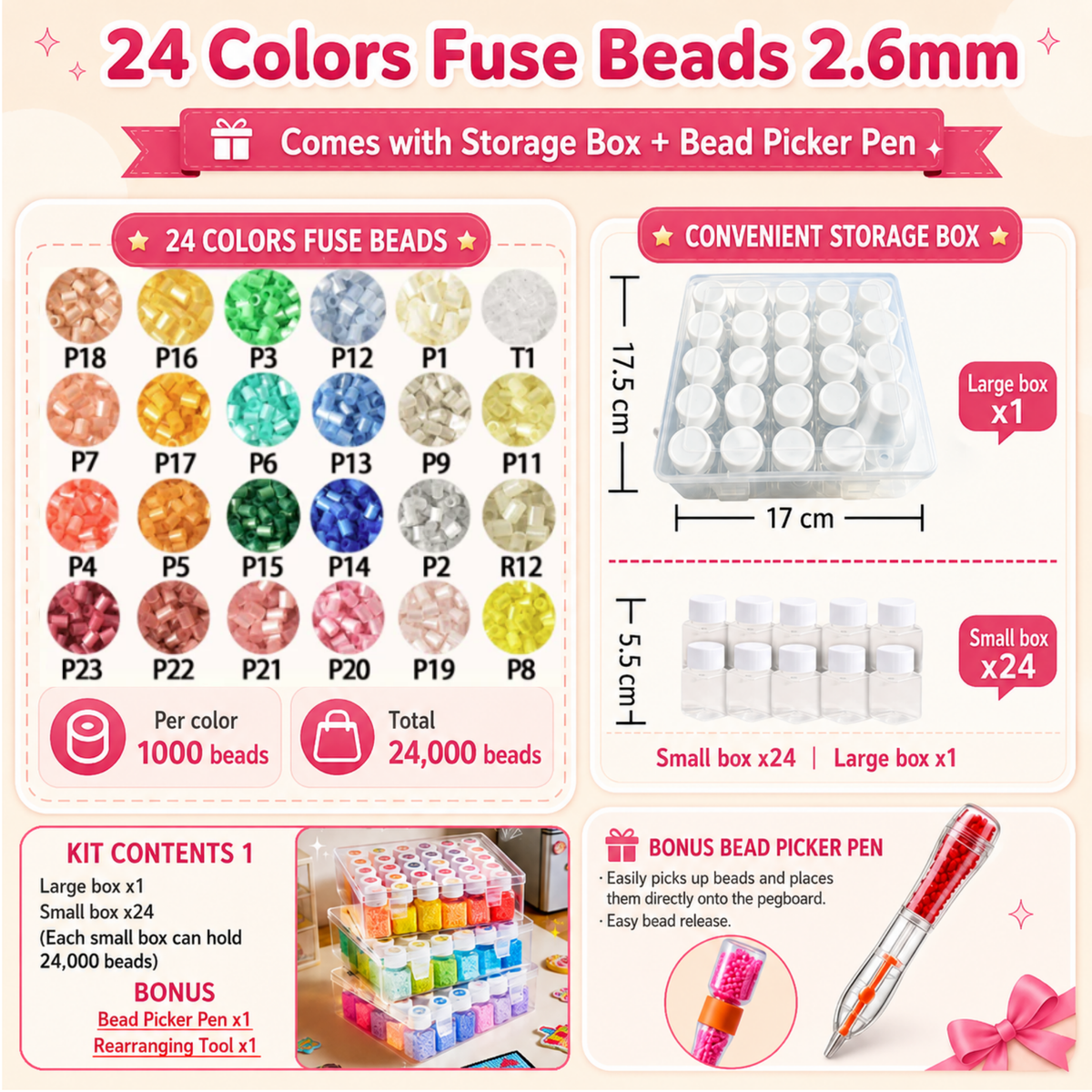 2.6mm DIY Perler Beads – Complete Set with Iron, Pegboards, Ironing Paper & Creative Craft Toys