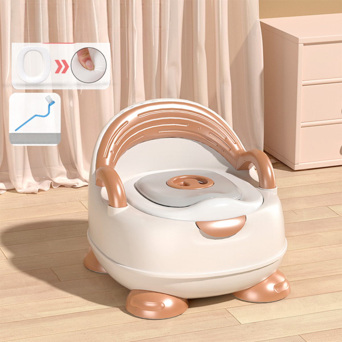 Toddler Potty Training Chair with Backrest & Handles – Portable Kids Toilet with Splash Guard, Removable Bowl & Anti-Slip Base
