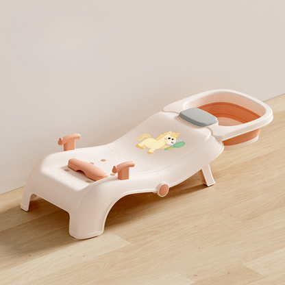 Foldable Baby Bath Seat with Adjustable Headrest – Ergonomic Reclining Toddler Bath Support with 5-Level Hip Support