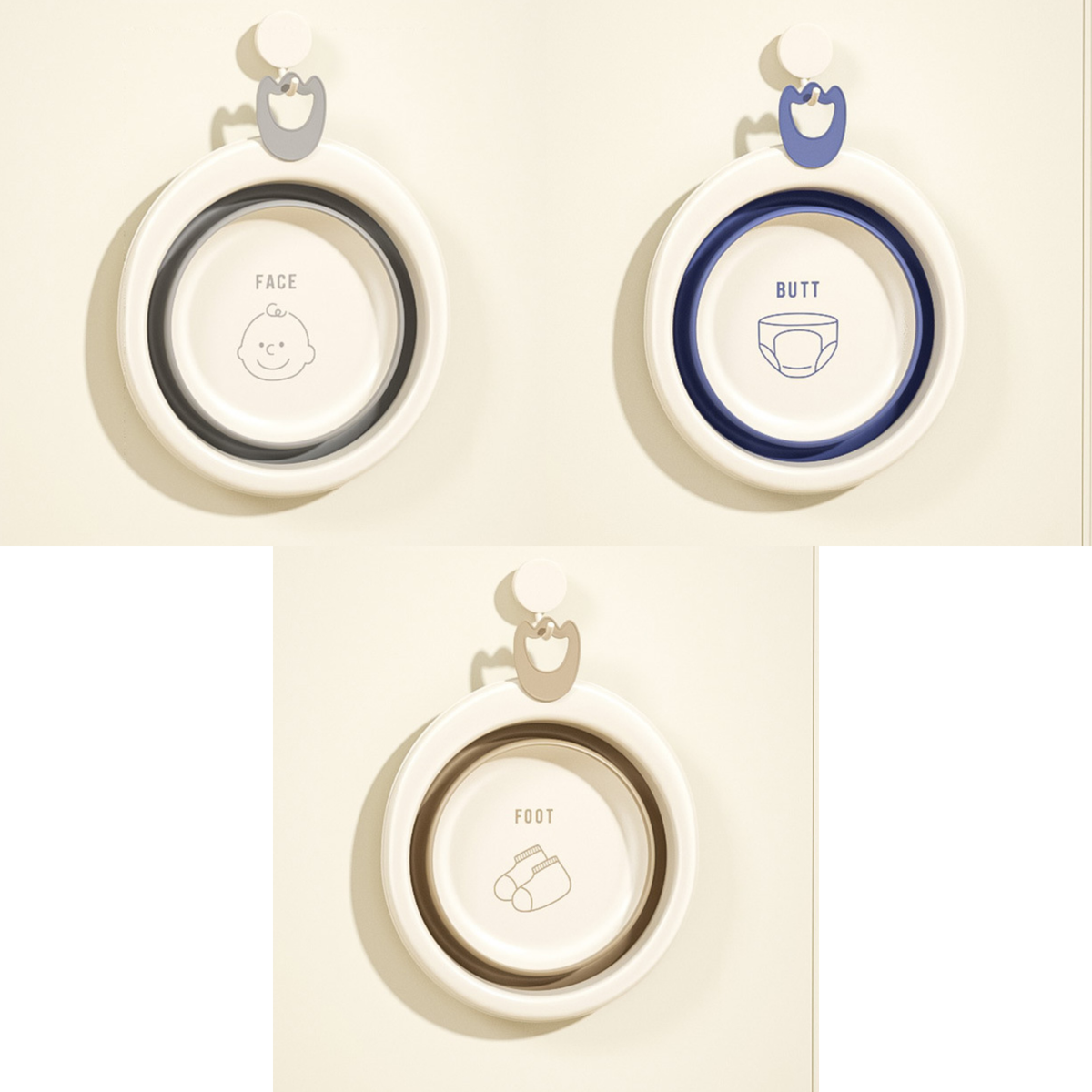 3-Piece Baby Foldable Wash Basin Set – Face, Foot & Bottom Care
