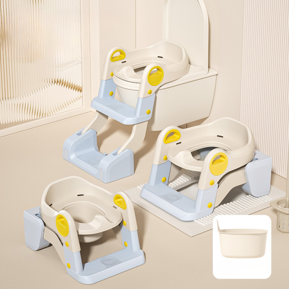 2-in-1 Toddler Potty Training Seat with Step Stool – Foldable Toilet Ladder with Handles & Non-Slip Steps