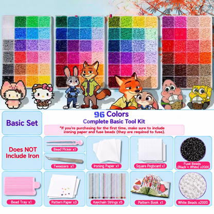2.6mm DIY Perler Beads – Complete Set with Iron, Pegboards, Ironing Paper & Creative Craft Toys
