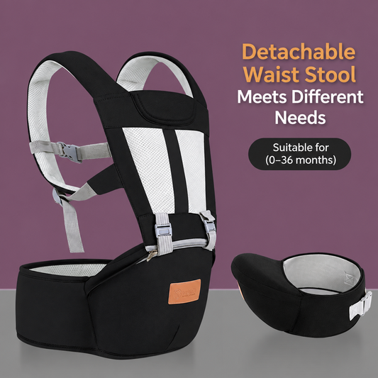 Ergonomic Baby Carrier with Hip Seat – Breathable Adjustable Infant Carrier for 0–36 Months