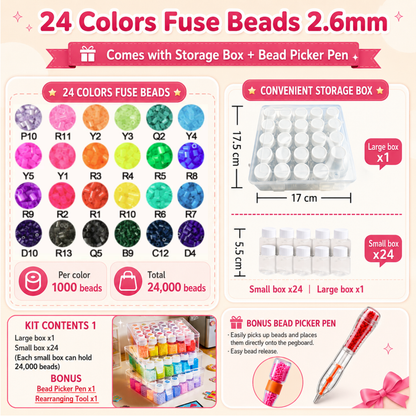 2.6mm DIY Perler Beads – Complete Set with Iron, Pegboards, Ironing Paper & Creative Craft Toys