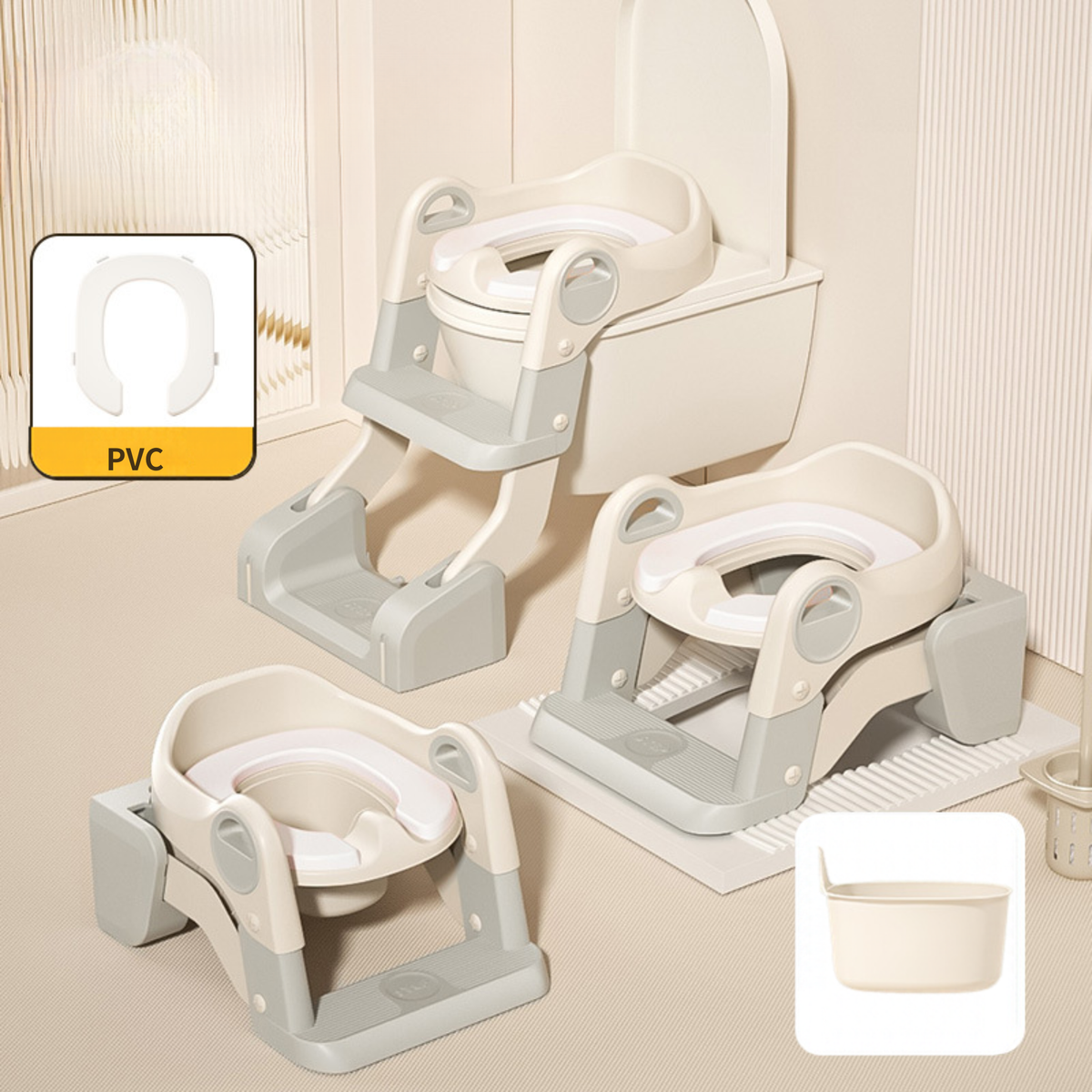 2-in-1 Toddler Potty Training Seat with Step Stool – Foldable Toilet Ladder with Handles & Non-Slip Steps
