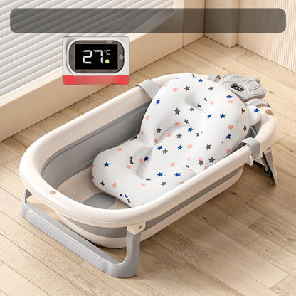 Foldable Baby Bathtub with Temperature Display & Bath Support – Space Saving Infant Toddler Tub with Non-Slip Legs
