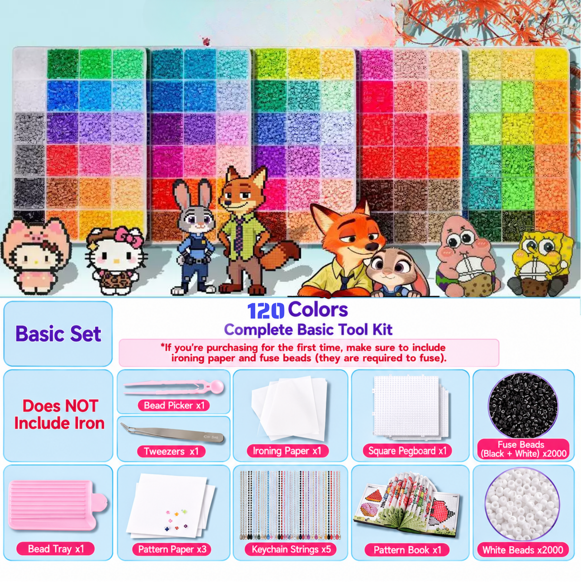 2.6mm DIY Perler Beads – Complete Set with Iron, Pegboards, Ironing Paper & Creative Craft Toys