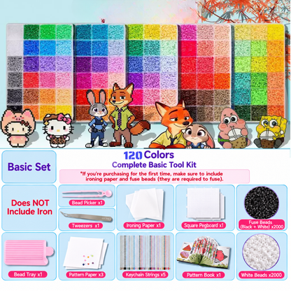 2.6mm DIY Perler Beads – Complete Set with Iron, Pegboards, Ironing Paper & Creative Craft Toys