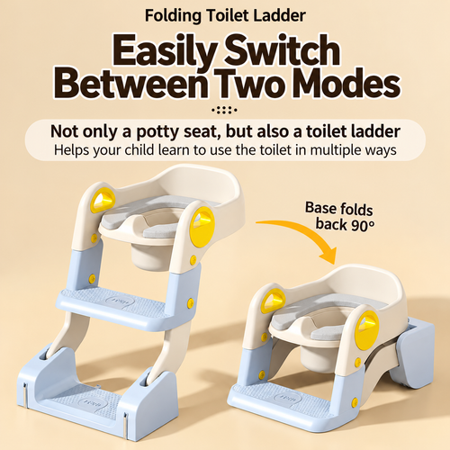 2-in-1 Toddler Potty Training Seat with Step Stool – Foldable Toilet Ladder with Handles & Non-Slip Steps