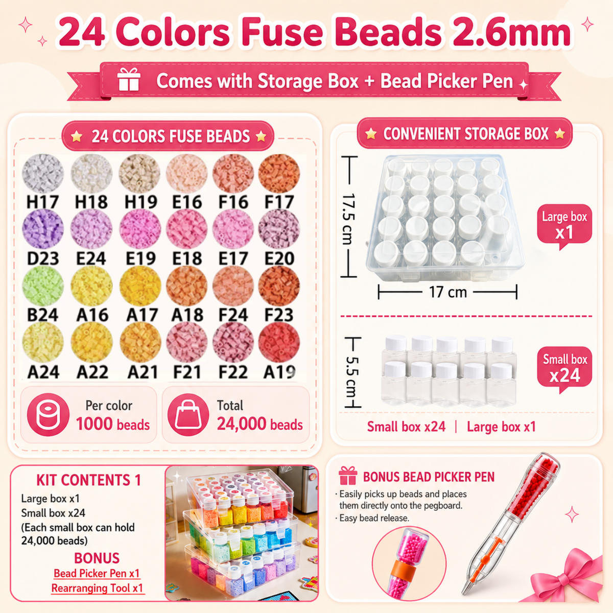 2.6mm DIY Perler Beads – Complete Set with Iron, Pegboards, Ironing Paper & Creative Craft Toys