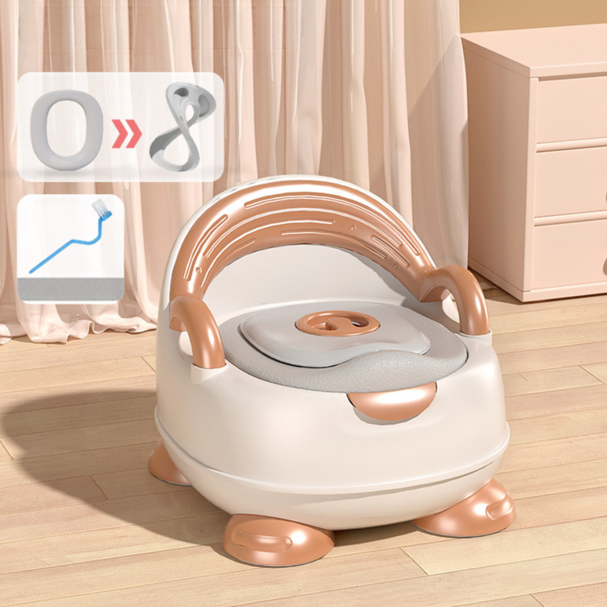 Toddler Potty Training Chair with Backrest & Handles – Portable Kids Toilet with Splash Guard, Removable Bowl & Anti-Slip Base