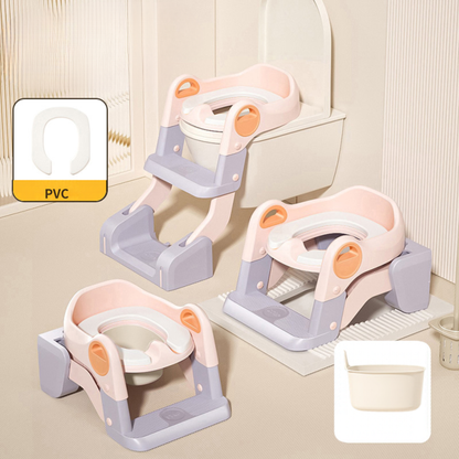 2-in-1 Toddler Potty Training Seat with Step Stool – Foldable Toilet Ladder with Handles & Non-Slip Steps
