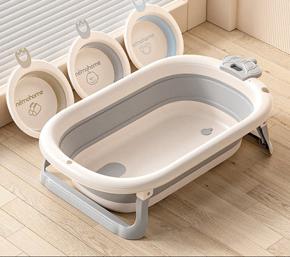 Foldable Baby Bathtub with Temperature Display & Bath Support – Space Saving Infant Toddler Tub with Non-Slip Legs
