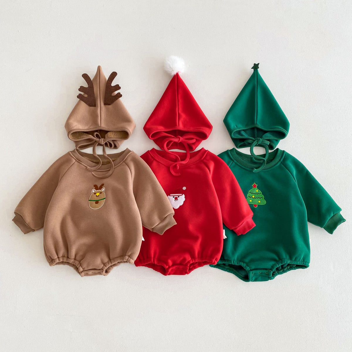Baby Christmas Outfit for Autumn and Winter, Infant and Toddler One-Piece Fleece-Lined Thickened Romper for Warmth