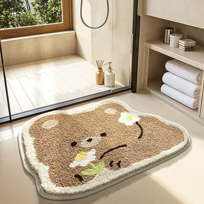 Cute Bathroom Non-Slip Mat, Funny Shaped Velvet Foot Mat, Home Bathtub Mat Home Decor