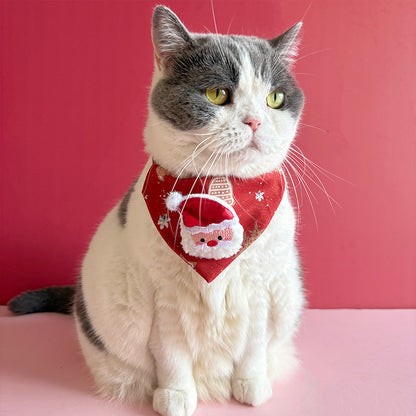 Christmas New Pet Triangle Scarf Collar Cute Cat Christmas Accessories Dog Collar Red Elk
