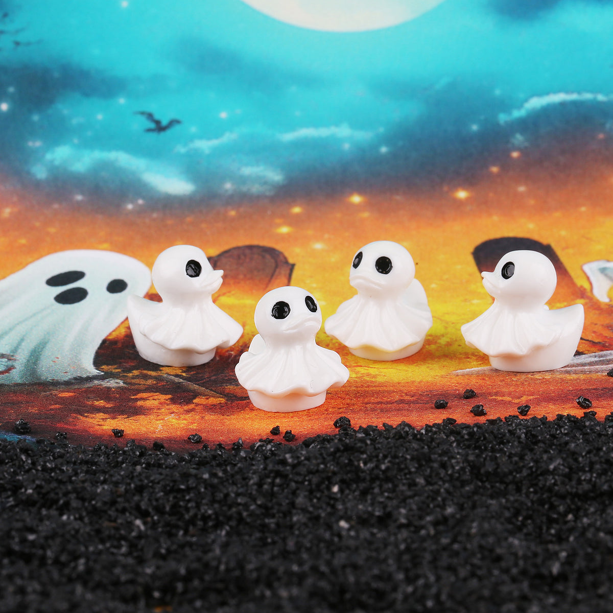 Quirky Ghost Duck Halloween Decoration Creative Devil Skull Duck Resin Desktop Ornament