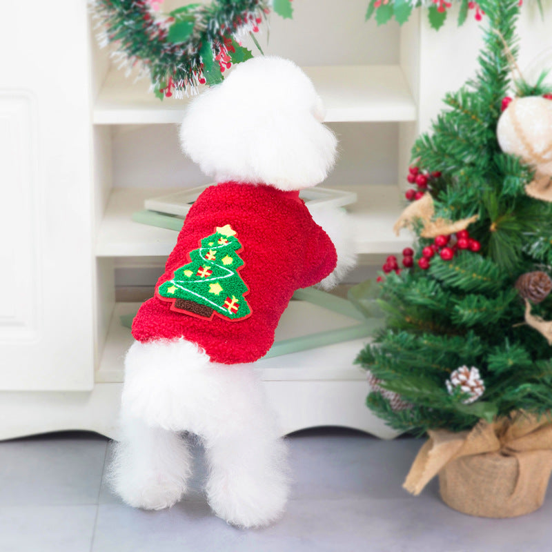 Dog Clothes Autumn and Winter Pet Clothes New Teddy Small Dog Pet Clothing Winter 21 Christmas Tree Fleece