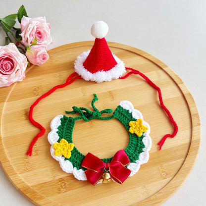 Christmas Pet Neck Warmers, Cat Outfits, Knitted Dog Christmas Hats, Knitted Santa Scarves, and Accessories