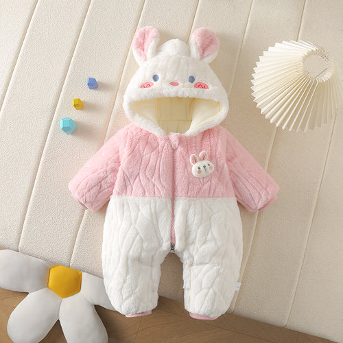 Baby Bunny Fleece Jumpsuit – Soft & Cozy Hooded One-Piece for Toddlers