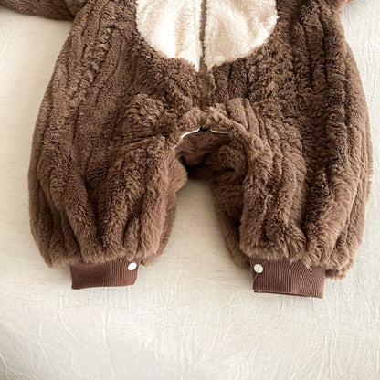 Toddler Fleece Jumpsuit – Cute Hooded Baby Romper for Boys & Girls