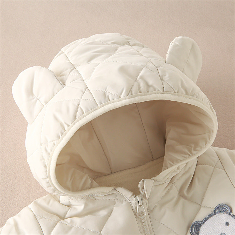 Warm Baby Fleece Romper – Cute Hooded Jumpsuit for Newborns & Growing Toddlers