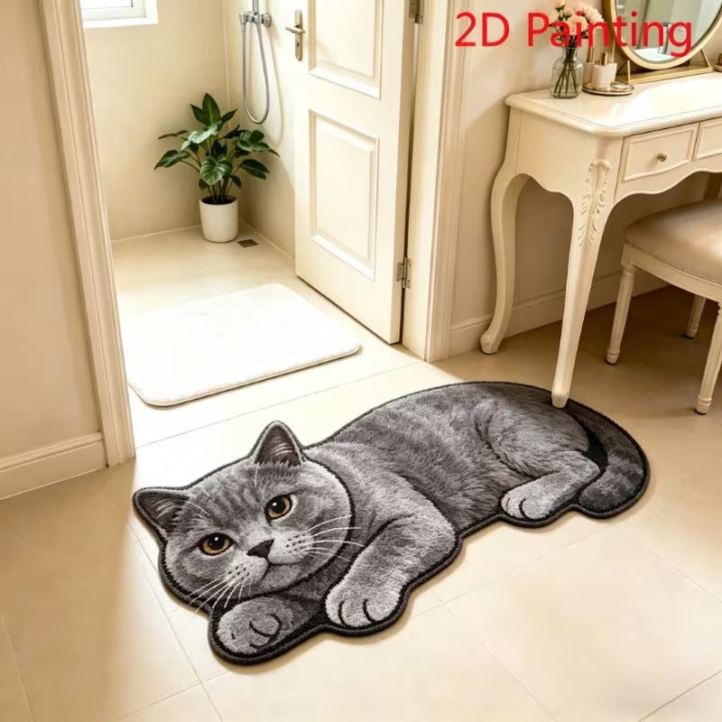 Imitation Cashmere Cute Pet-Themed Carpet for Entryway, Faux Cashmere Foot Mat Home Decor