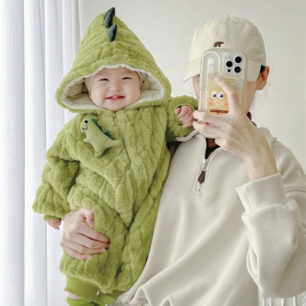 Fluffy Baby Hooded Jumpsuit – Cute Cozy One-Piece Outfit for Babies 0–3 Years
