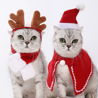 Pet Cat and Dog Hat Headwear Christmas Scarf Cloak Transformation Cloak Christmas Pet Clothes