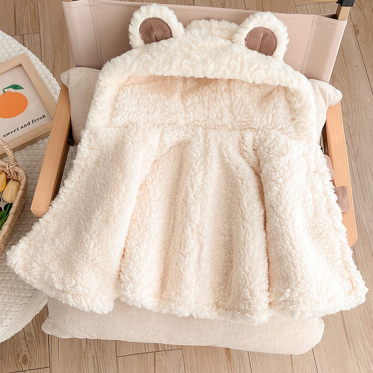 Cozy Bunny Baby Outfit – Soft Hooded Fleece Cloak for Babies & Toddlers