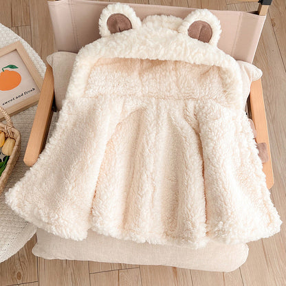 Cozy Bunny Baby Outfit – Soft Hooded Fleece Cloak for Babies & Toddlers