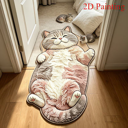 3D Sleeping Cat Doormat, Cute Kitten Door Mat, Funny Animal Floor Rug for Bedroom Bathroom & Entryway