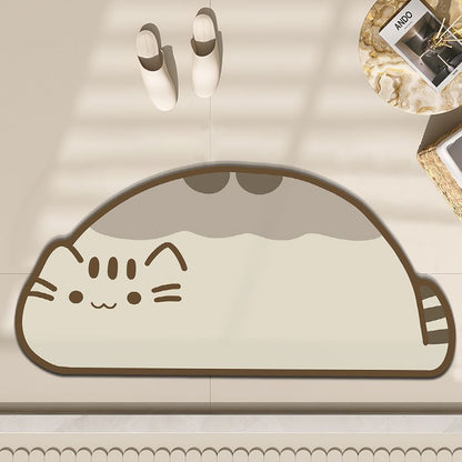 3D Diatom Mud Cat Doormat, Cute Kitten Door Mat, Funny Animal Entrance Rug for Bathroom Bedroom & Front Door
