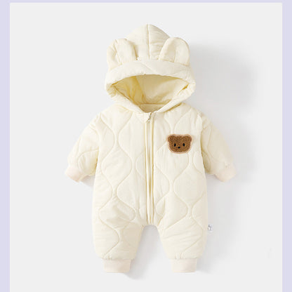 Little Bear Baby Jumpsuit – Adorable Hooded Fleece Romper for Newborns & Toddlers