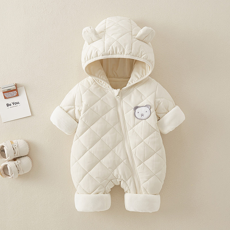 Cute Plush Baby Romper – Adorable Hooded One-Piece Jumpsuit for Little Ones
