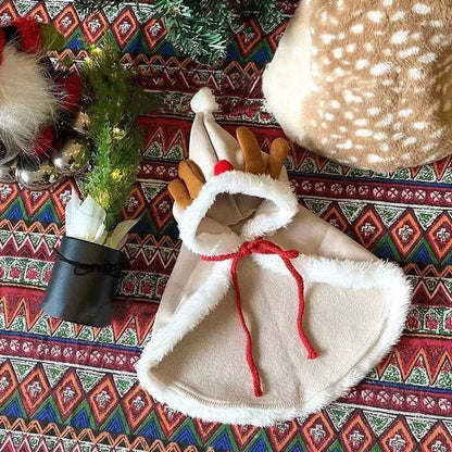 Cute Christmas Cape for Cats and Dogs, Warm Winter Pet Shawl With Deer Antlers for Funny Photos and New Year Celebrations