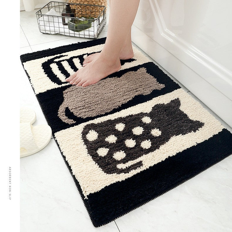 Cute Bathroom Non-Slip Mat, Funny Shaped Velvet Foot Mat, Home Bathtub Mat Home Decor